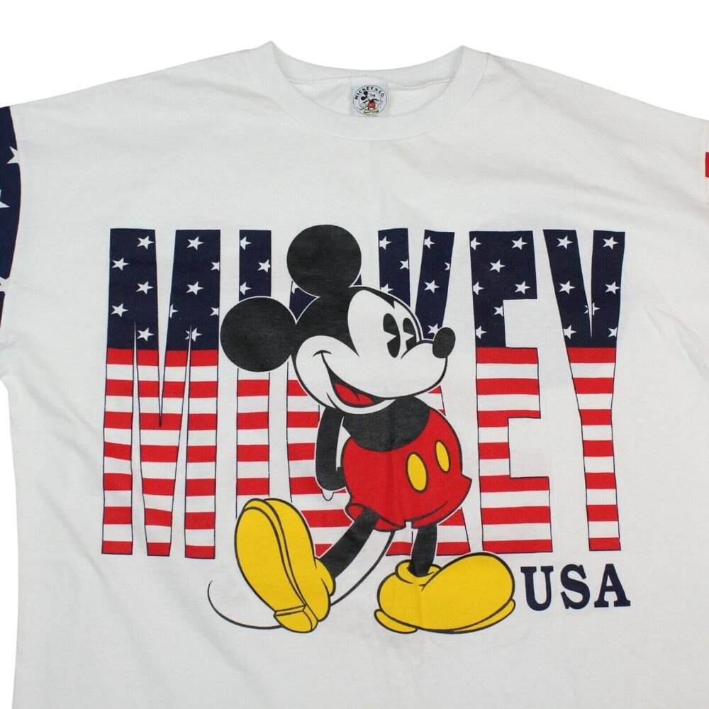 Vintage Mickey Mouse & Co Stars Stripes Patriotic One Size Fits All Night Shirt - Picture 4 of 12